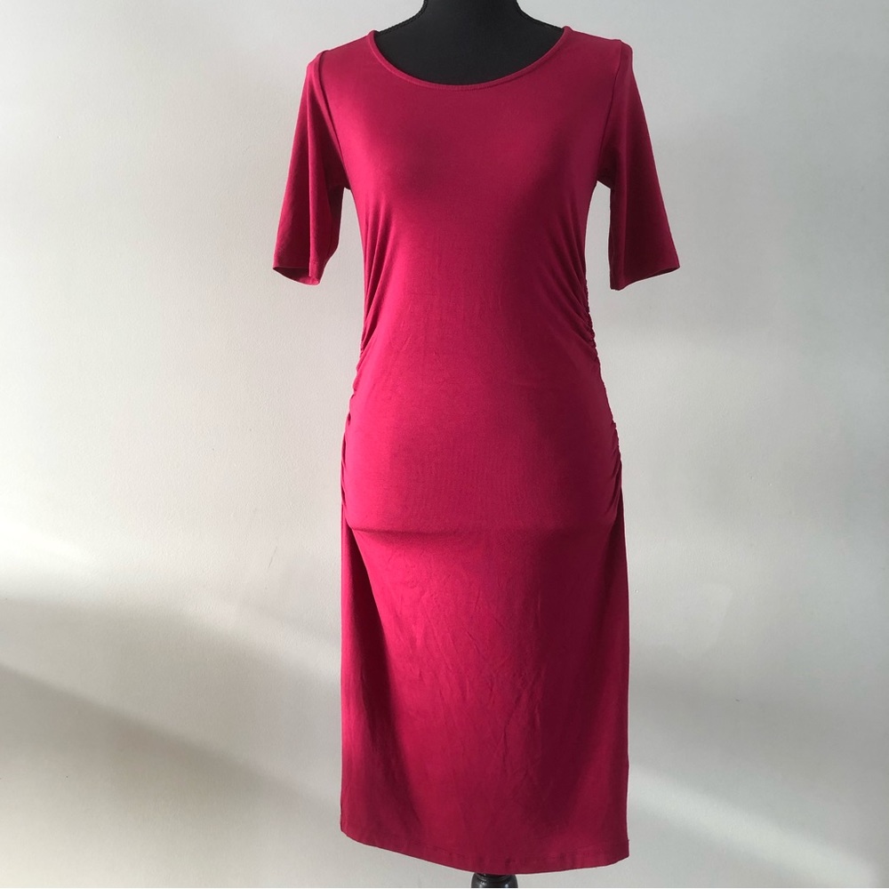 Seraphine Fuchsia Midi Maternity Dress